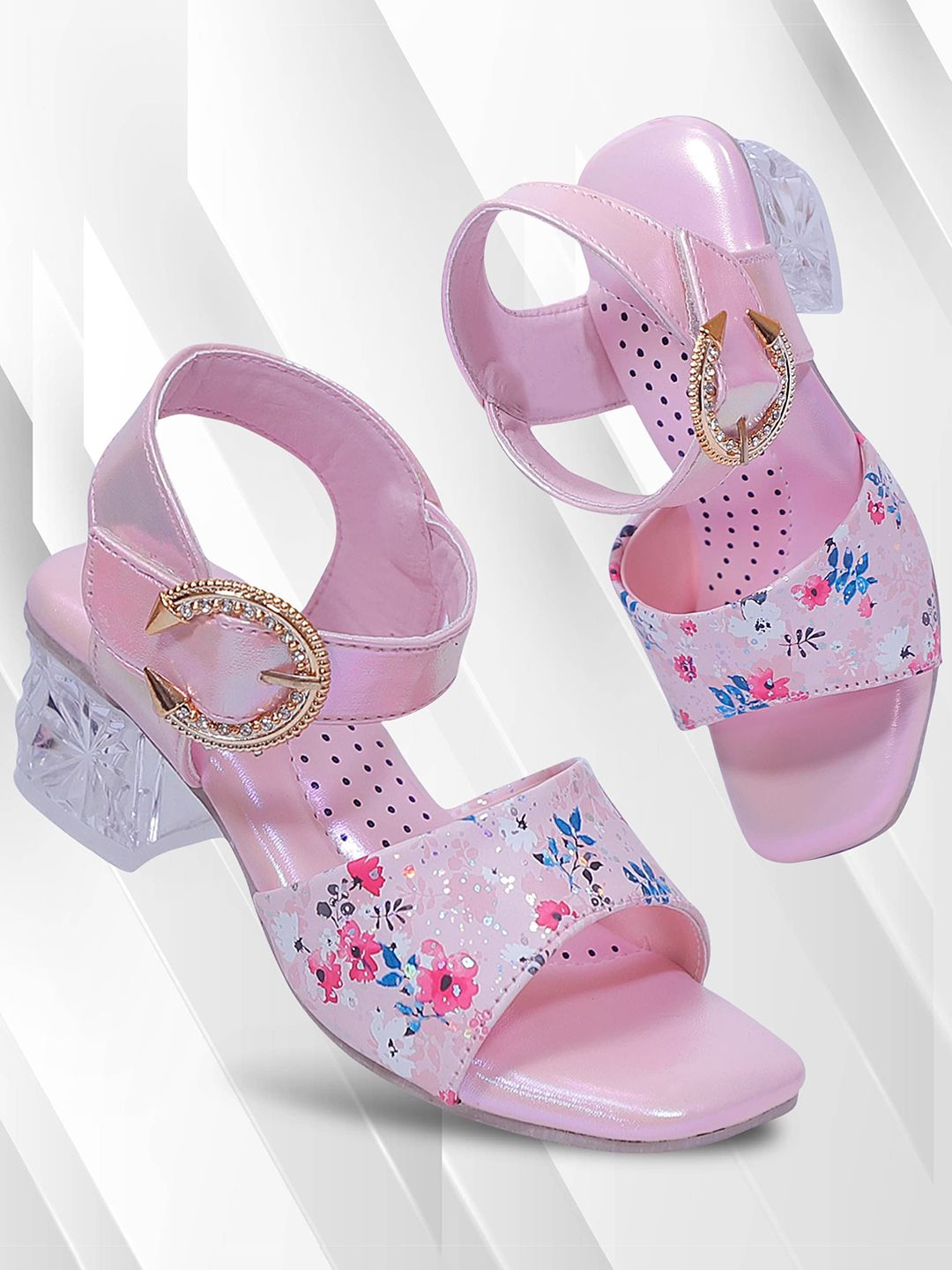 GNX Girls Printed Party Block Heel Sandals