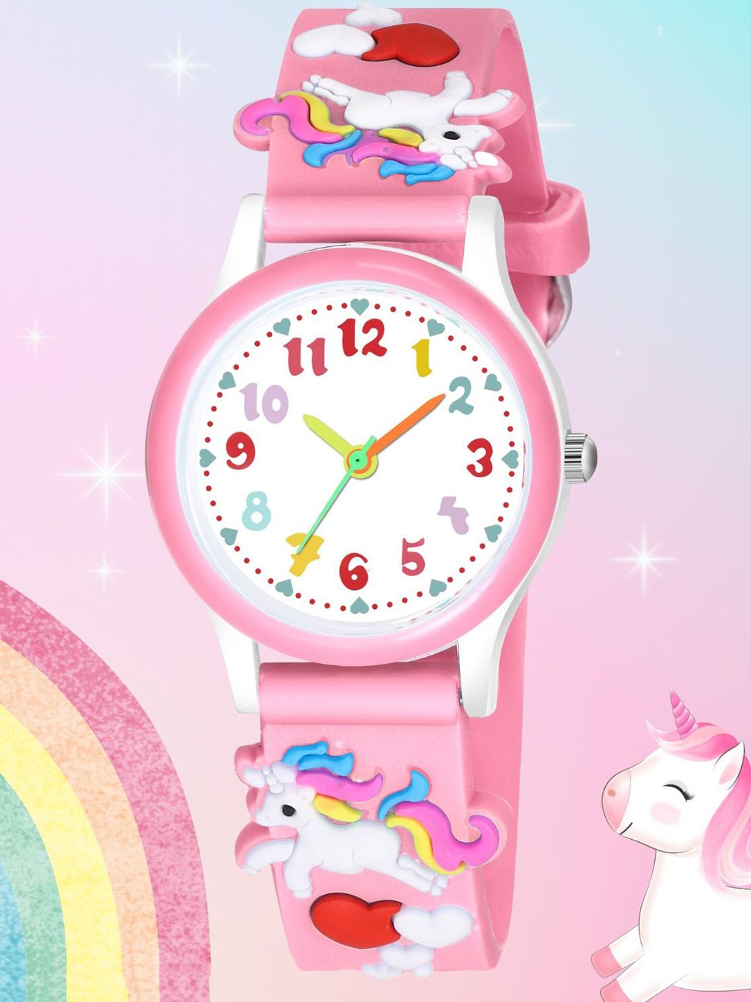 SWADESI STUFF Kids Round Dial & Silicon Straps Analogue Automatic Watch UNI LIGHTPINK 99-picture-31