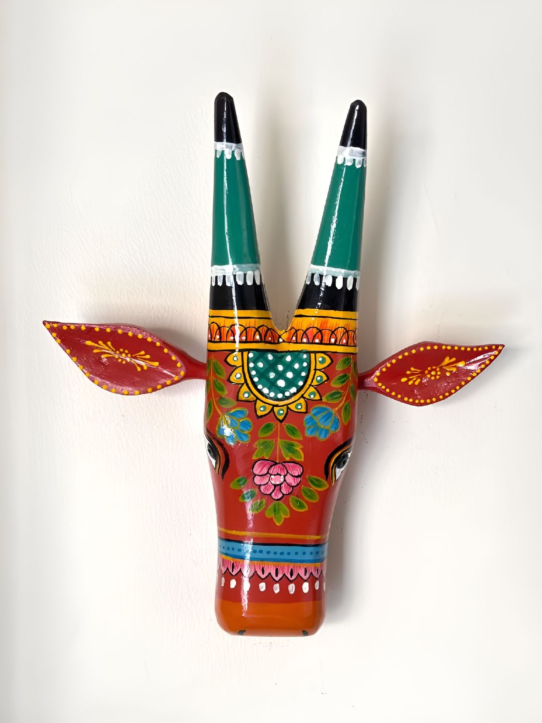 Atrangi Studio Orange Colored & Blue Printed Cow Wood Wall Decor-picture-22