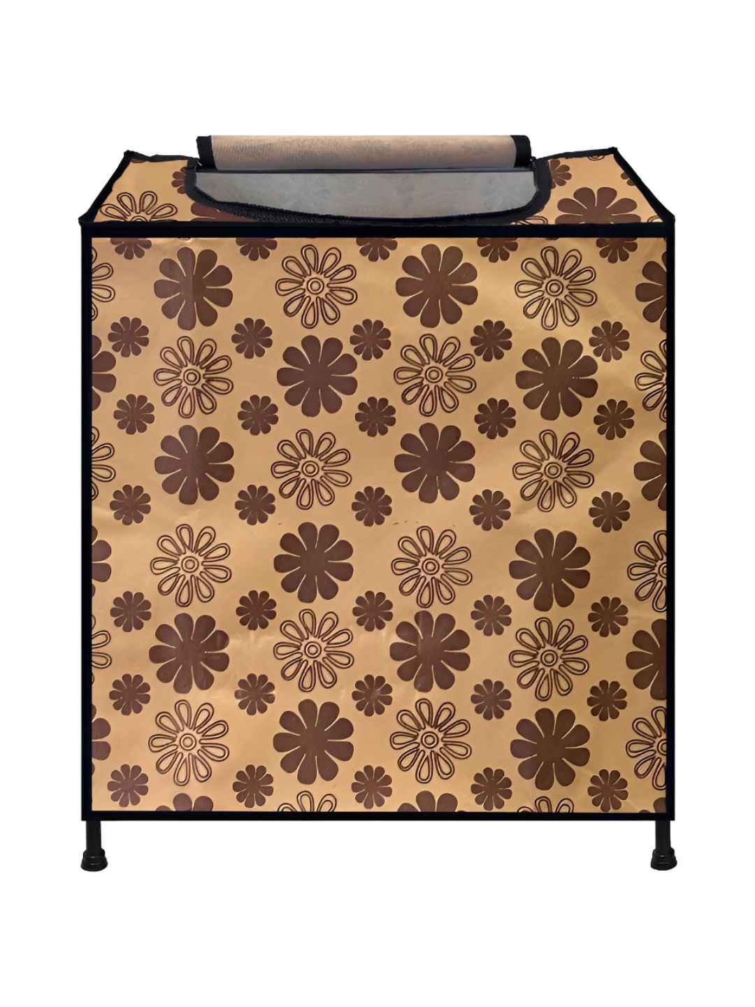 Rmerchants Beige & Brown Floral Printed Cotton Laundry Bag-picture-33