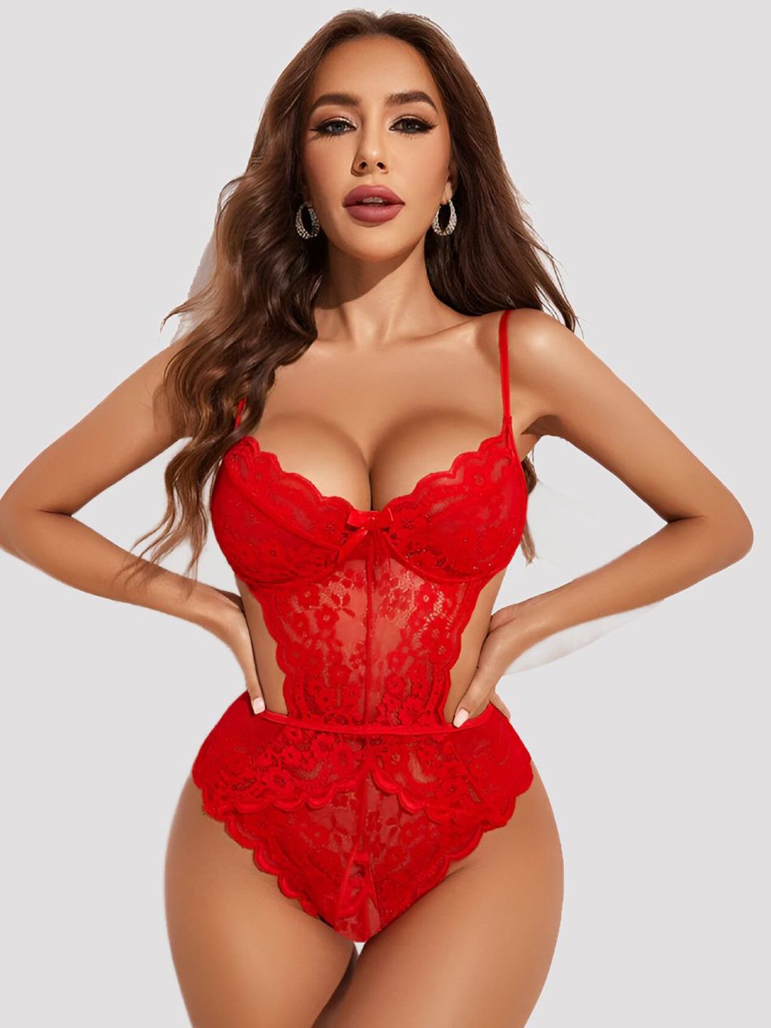 Herryqeal Net Self Design Shoulder Straps Baby Doll