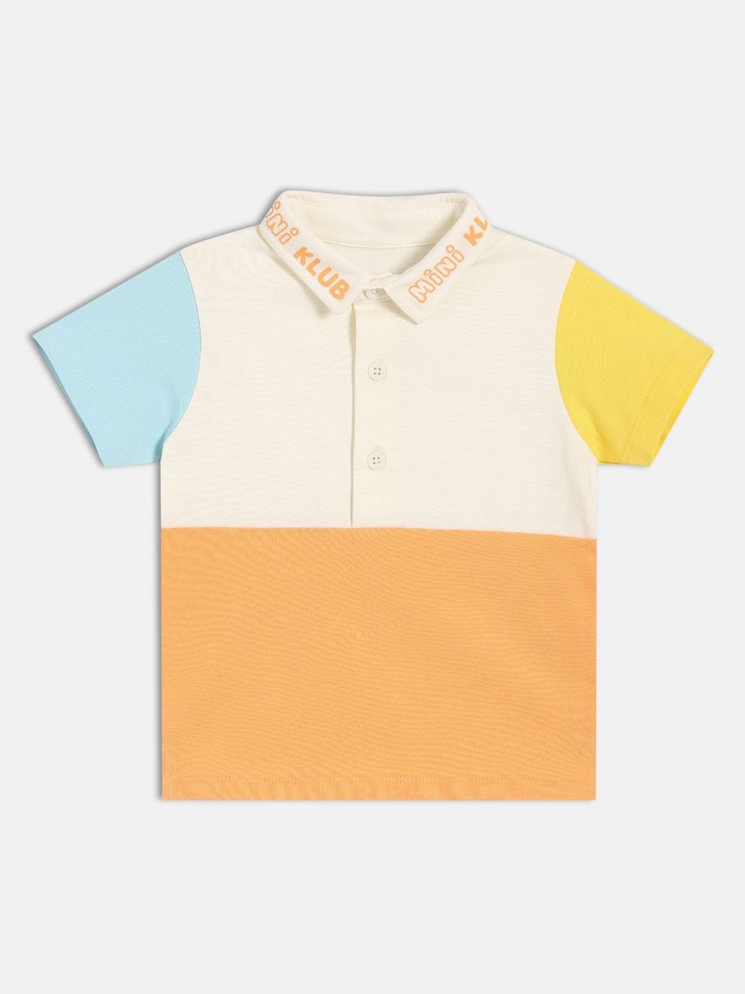 MINI KLUB Boys Colourblocked V-Neck Pure Cotton Raw Edge T-shirt-picture-32