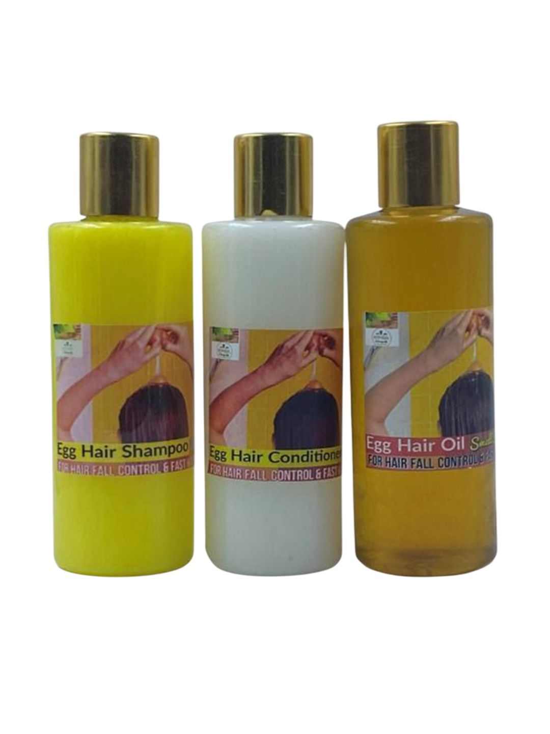 Organic Greens Set Of 3 Egg Shampoo Conditioner & Oil - 200 ml Each-image-5