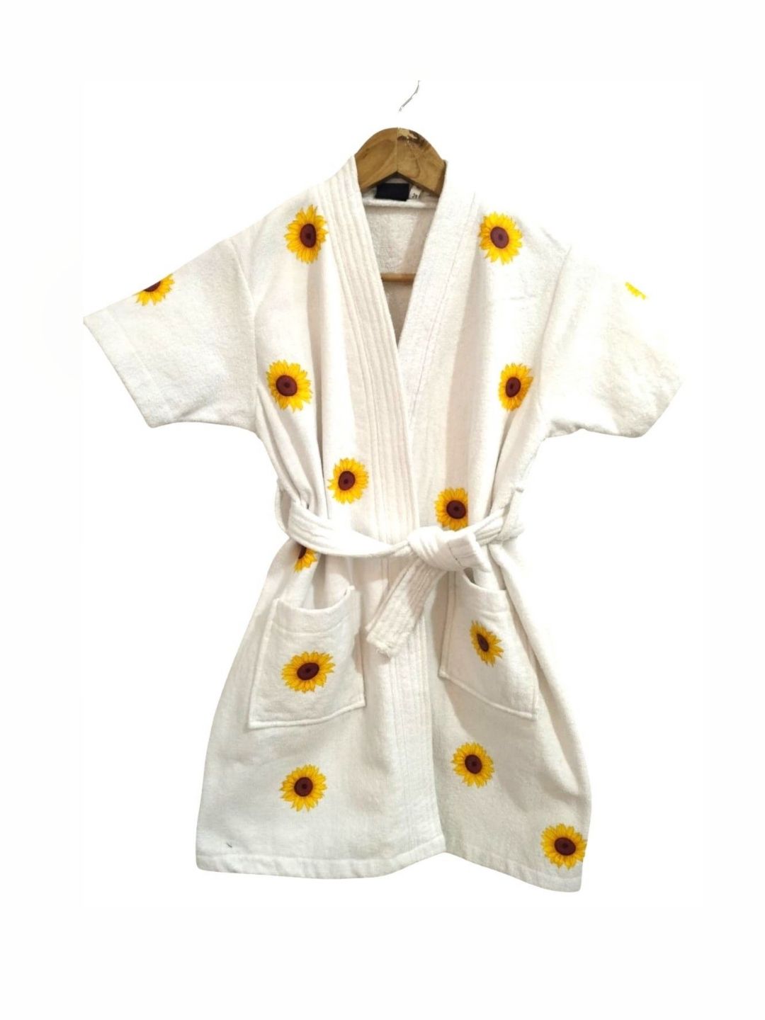 GAB Kids Floral Printed Pure Cotton Shawl Neck Bath Robe With Belt-picture-56