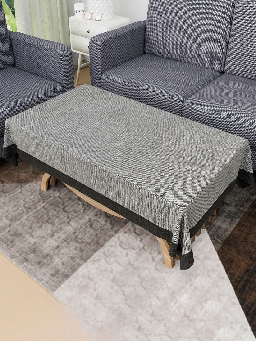 Aura Grey Waterproof Jute 4-Seater Rectangle 1.48 m x 0.98 m PVC Table Cover-picture-21