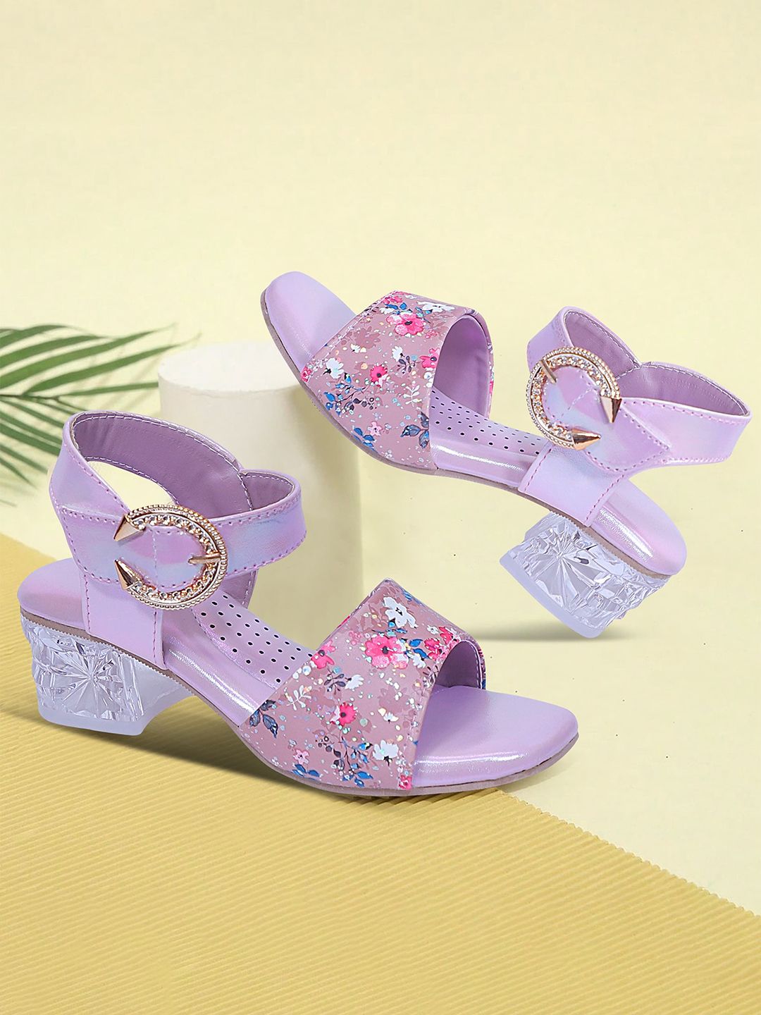 GNX Girls Printed Block Heels Sandals