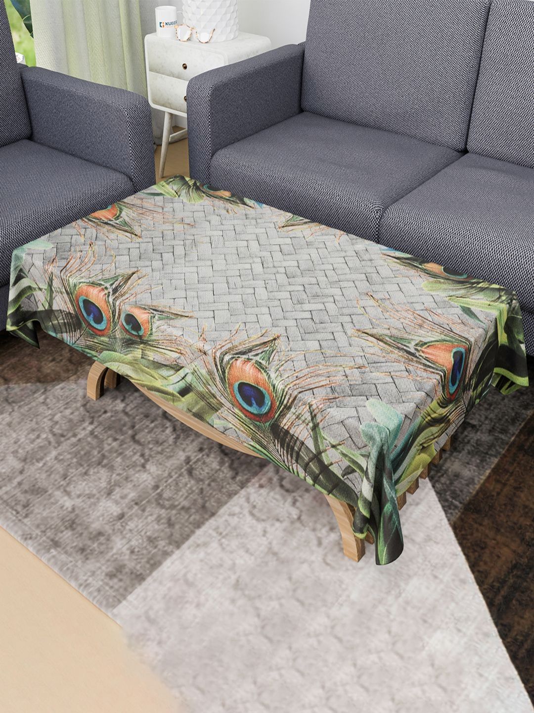 Aura Green Ethnic Motifs Printed 4-Seater Rectangle 1.48 m x 0.98 m Jute Table Cover-image-36