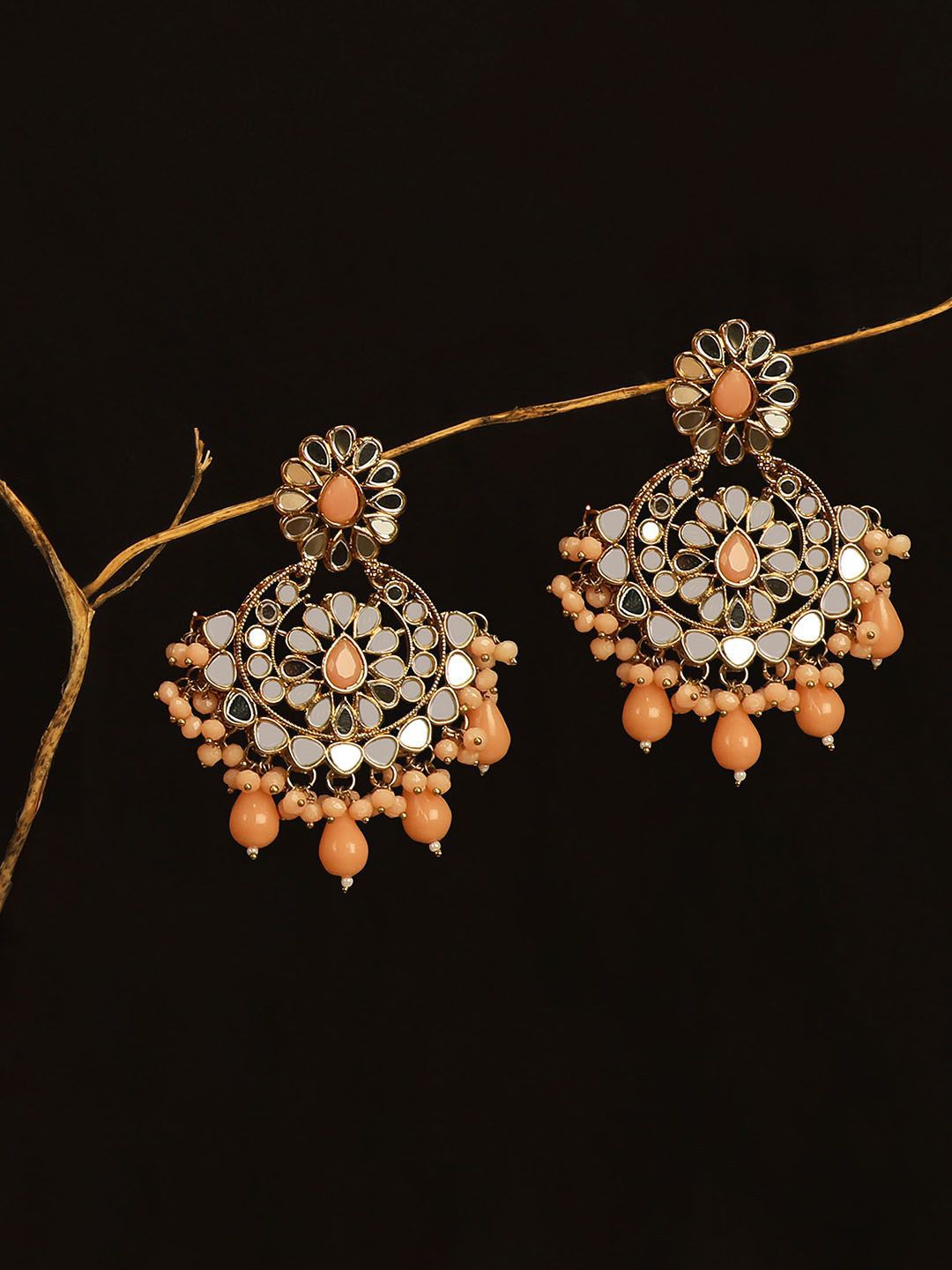 Anouk Gold-Plated Kundan Studded Contemporary Shaped Chandbalis-picture-36