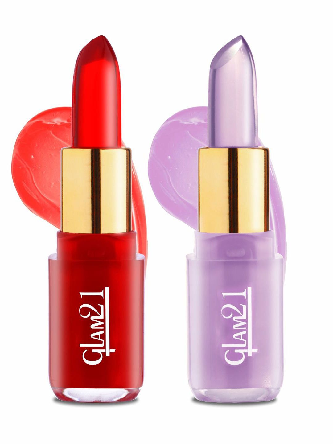 GLAM21 Set Of 2 Jelly Pop Fruity Gel Lightweight Glossy Lipstick- 3.5 g Each - 02 & 03