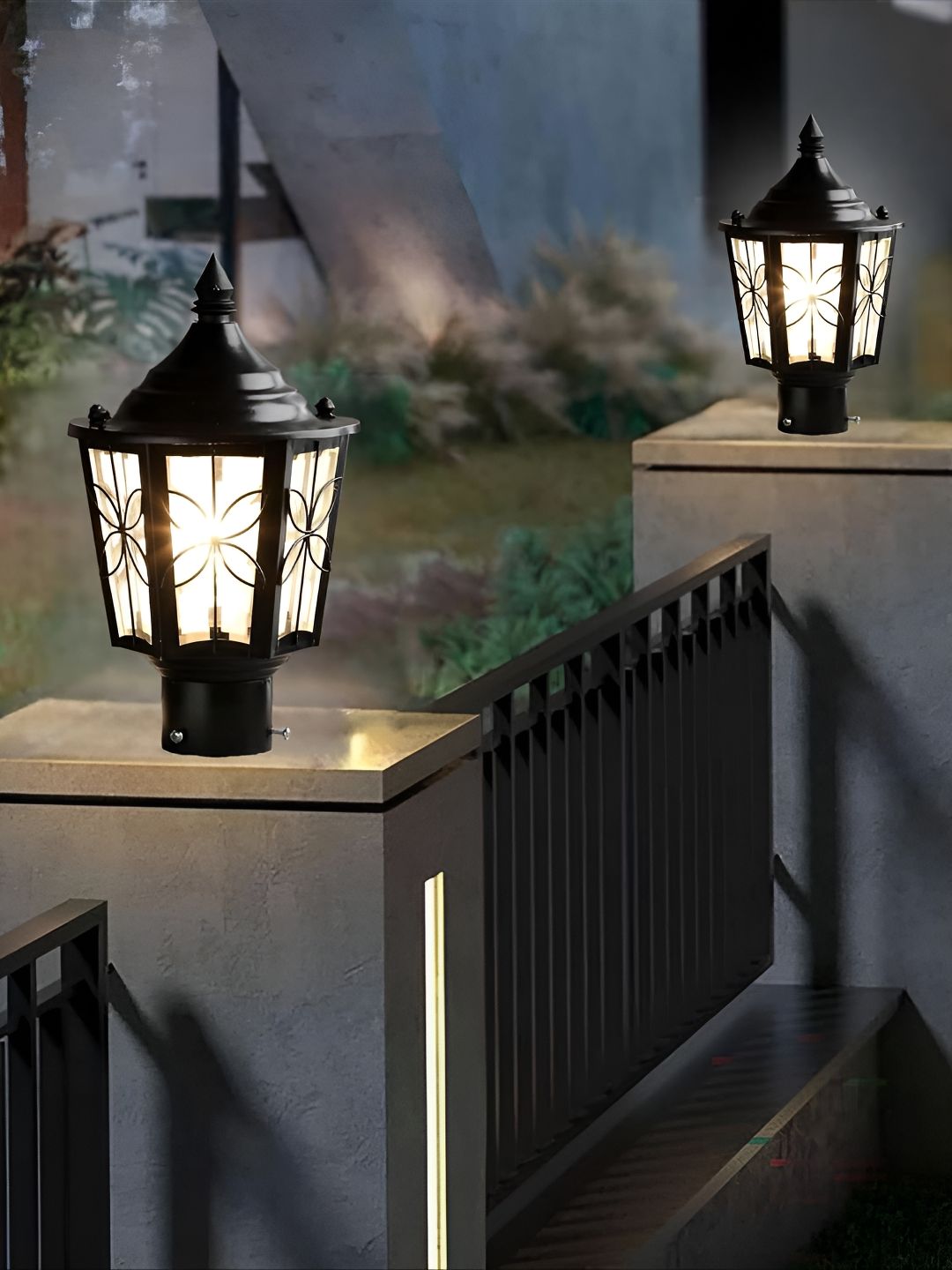 GAUVIK 2-Pcs Black Textured Outdoor Gate Lamps-picture-41