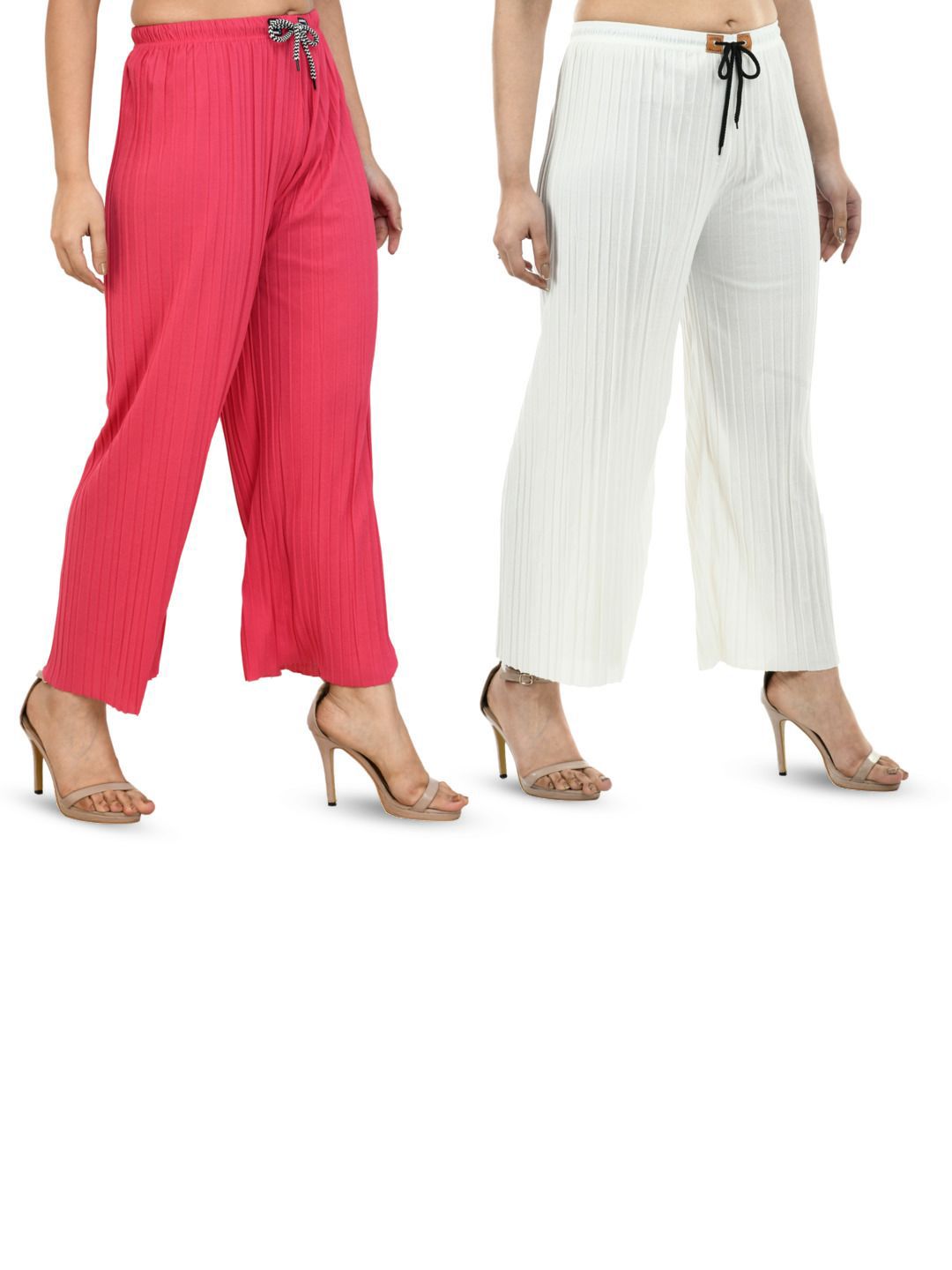 Brainbees Women Pack of 2 Crepe Palazzos-picture-57