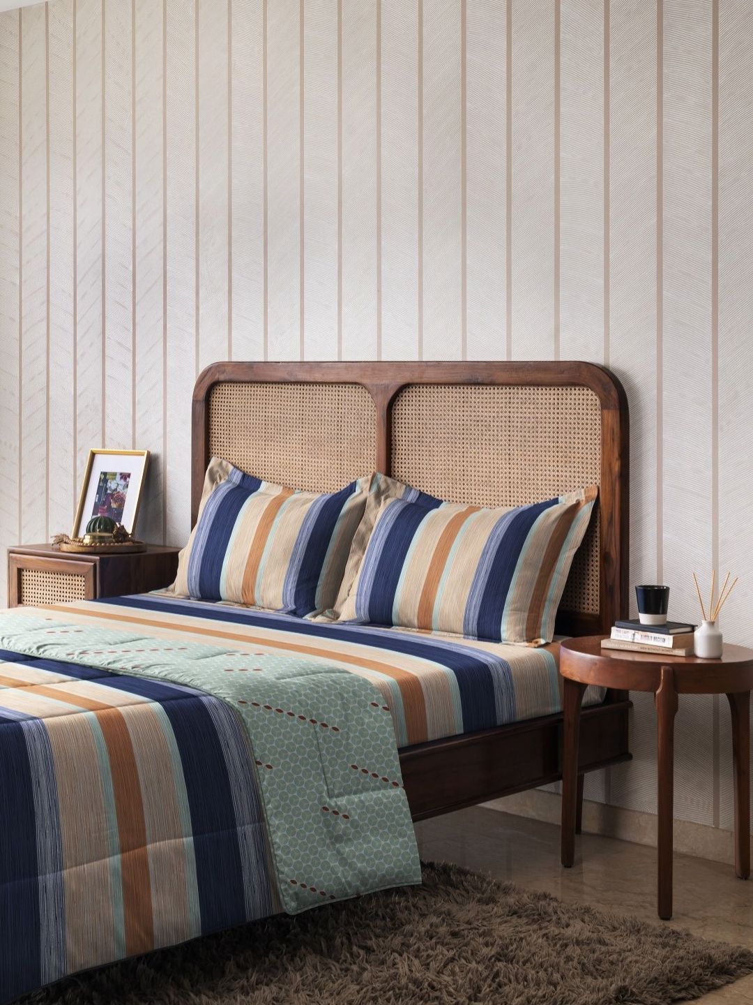 The Happy Pod Blue & Pink Stripe Pure Cotton AC Room 150 GSM Double Bed Comforter-picture-18