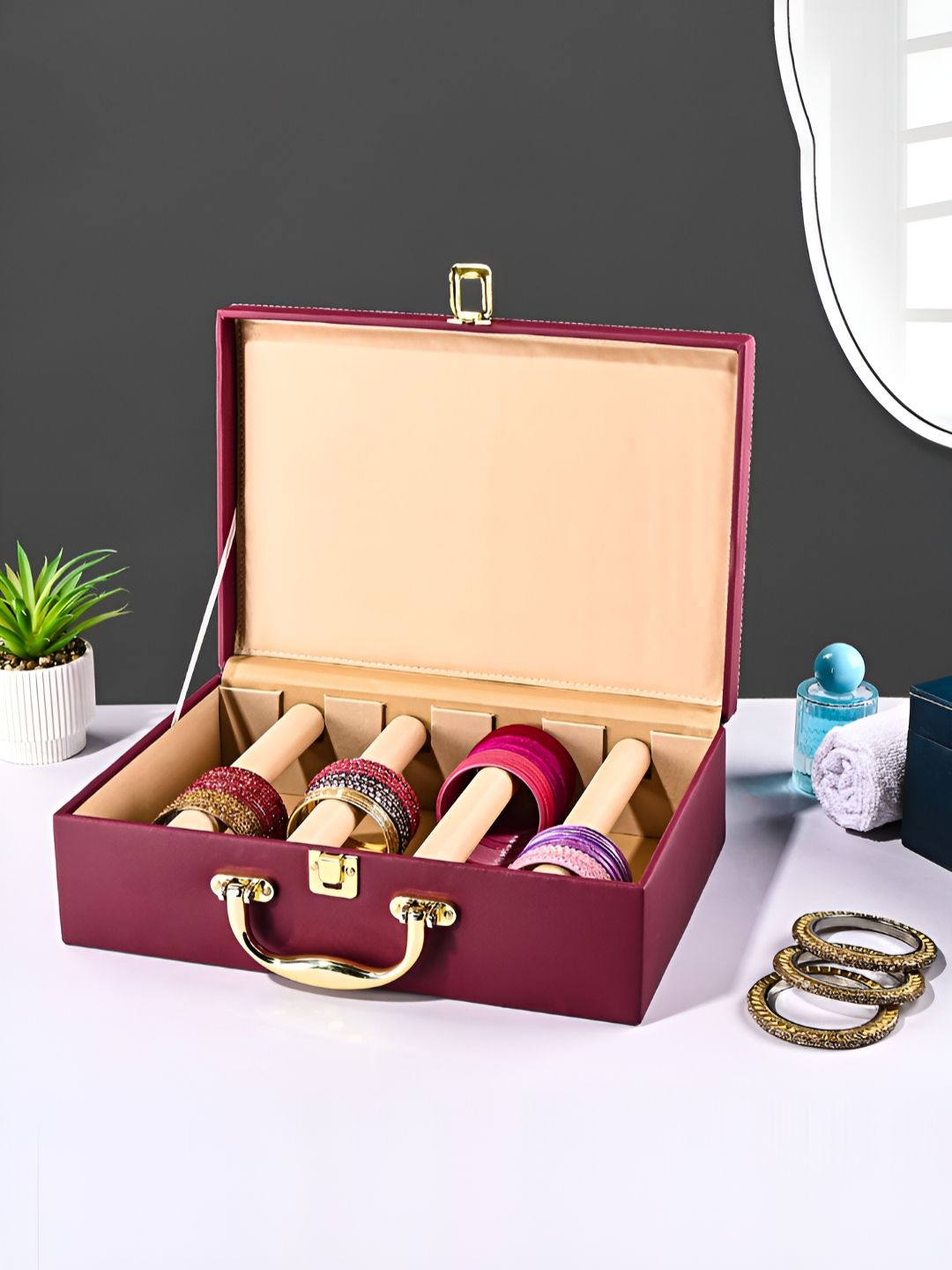 Aura Maroon Set of 1 Regular Jewellery Organiser Organisers-picture-43