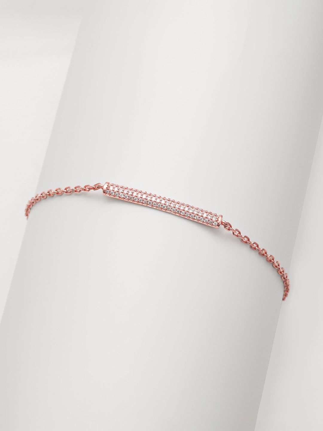 GIVA Women 925 Silver Rose Gold-Plated Cubic Zirconia Studded Wraparound Bracelet-picture-22
