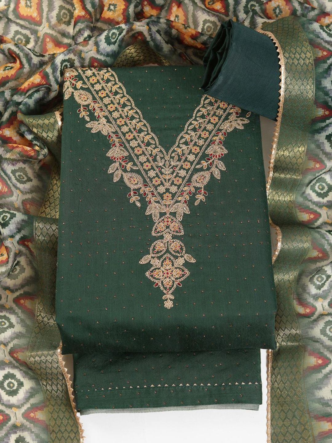 TAVAS EmbroideredChanderi Cotton Unstitched Dress Material-picture-33