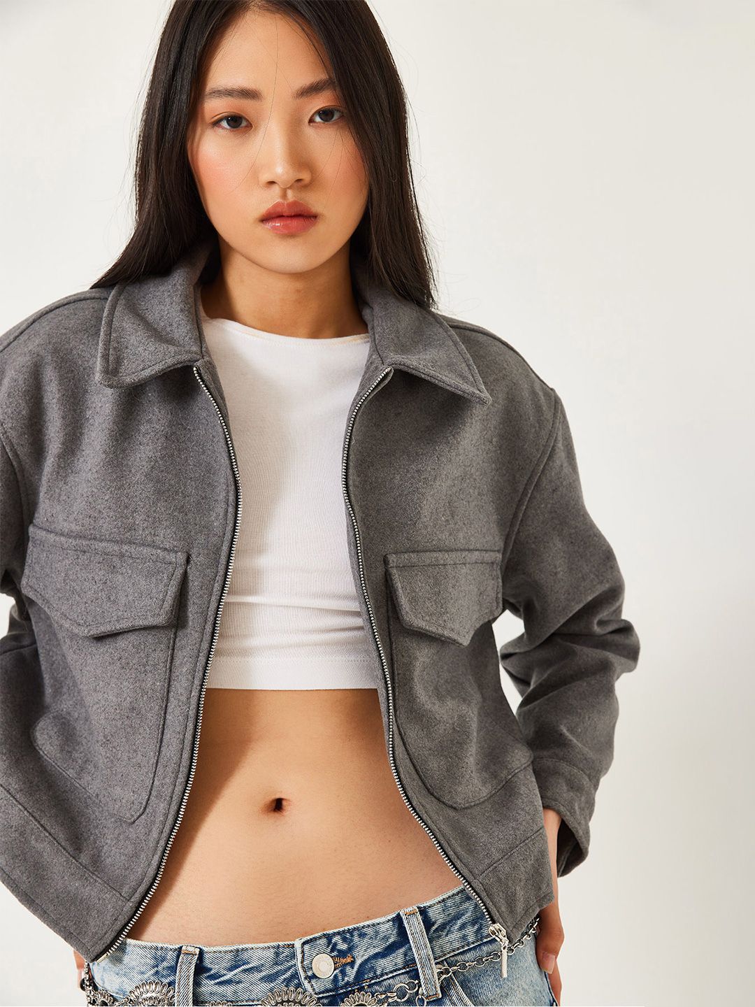 BIANCO LUCCI Women Crop Tailored Jacket with Patchwork-image-33