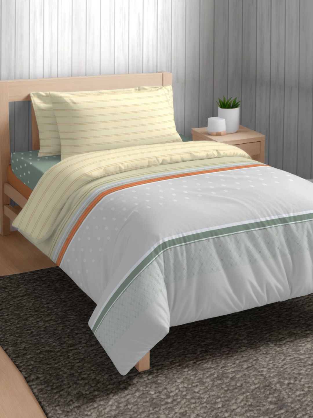 The Happy Pod Green & White Geometric Microfiber AC Room 150 GSM Single Bed Comforter-image-38