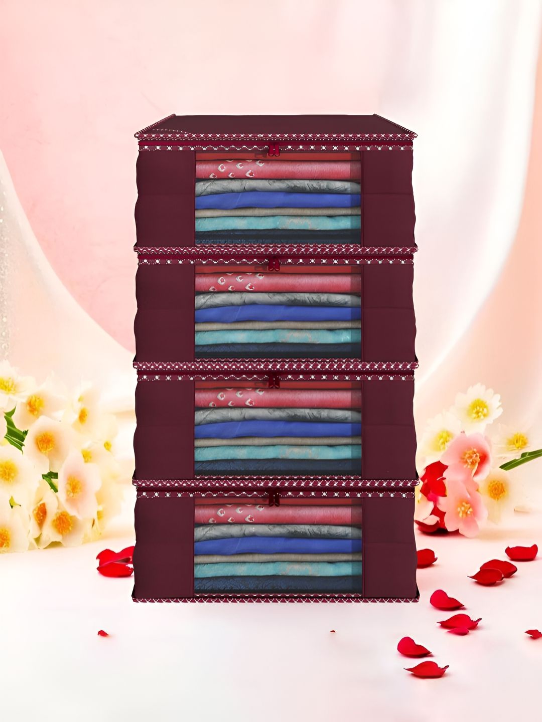 Aura Maroon Set of 4 Regular Multi-Utility Organisers-image-6
