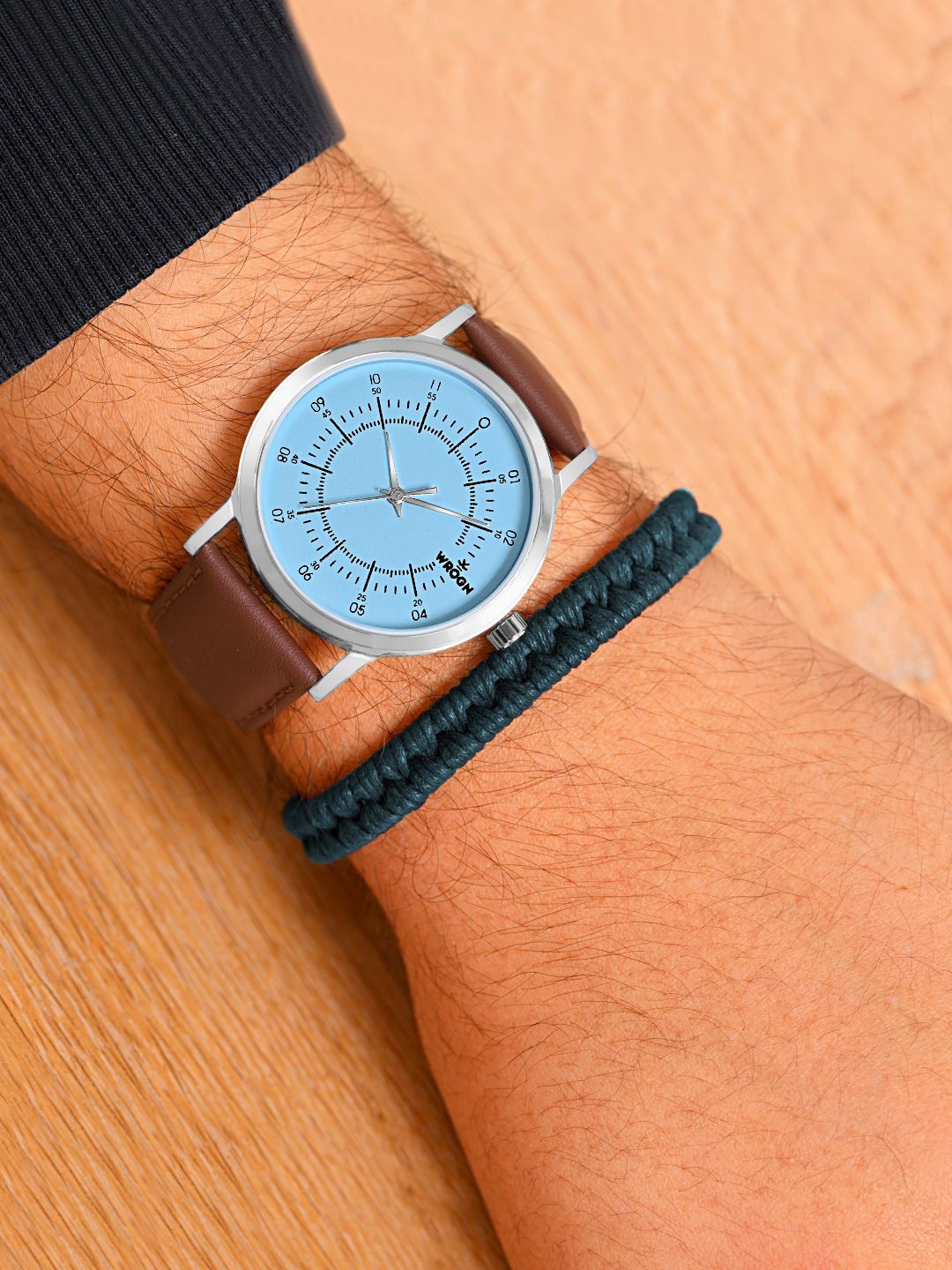 WROGN Men Embellished Dial & Leather Bracelet Style Straps Analogue Watch WRNWJ25 Set-40-picture-17