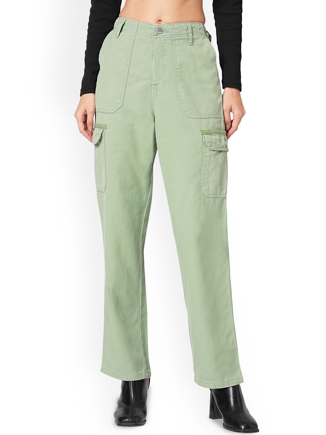 Kraus Jeans Women Cotton Loose Fit High-Rise Cargos Trousers-picture-14