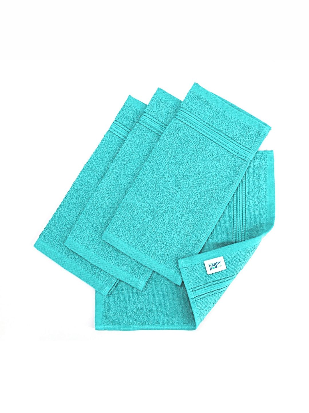 The Happy Pod 4 Piece Turquoise Blue 380 GSM High Absorbent 100% Cotton Face Towels-picture-37