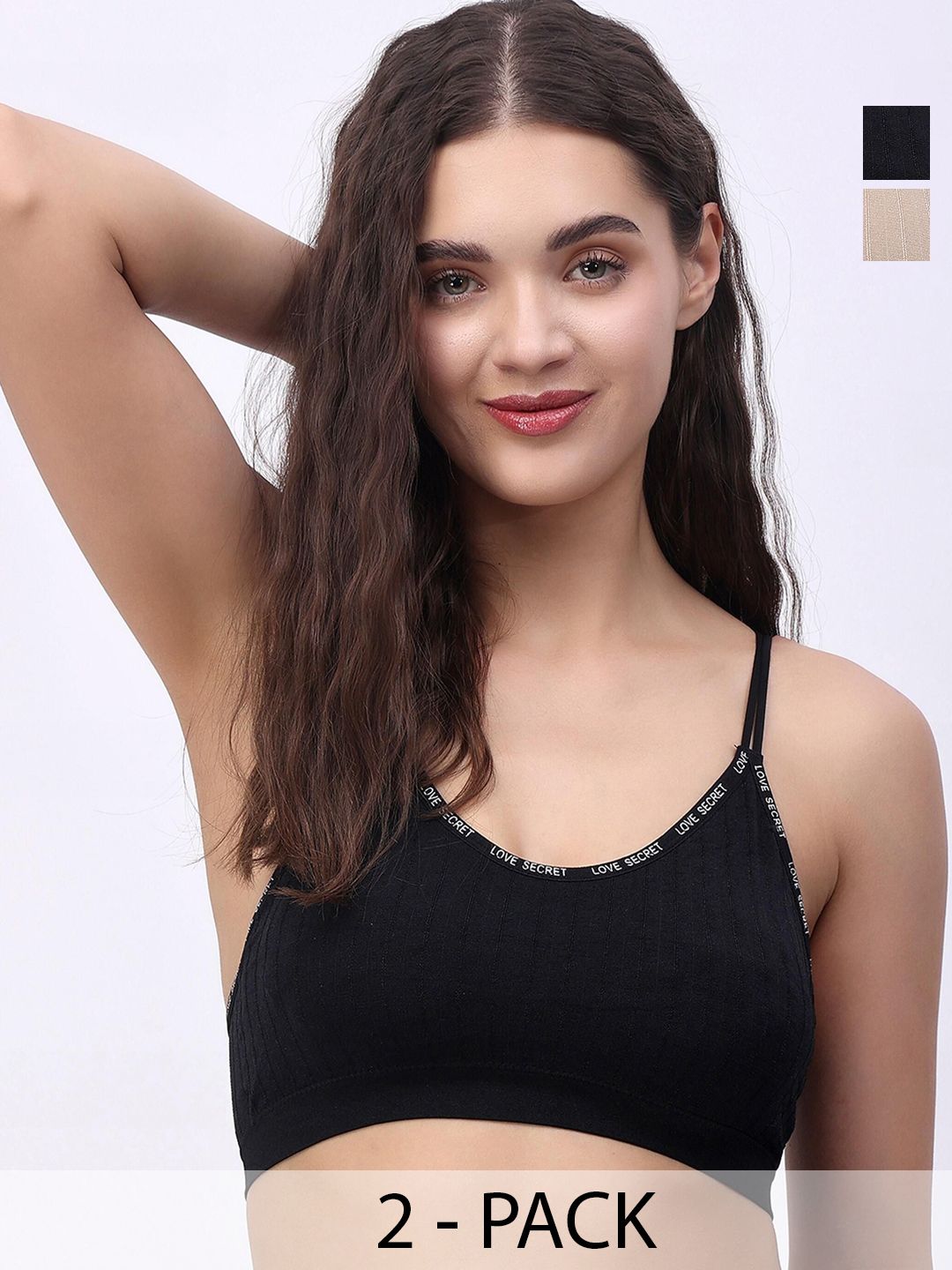 Lugo Pack Of 2 Striped Full Coverage Lightly Padded Beginners Bra
