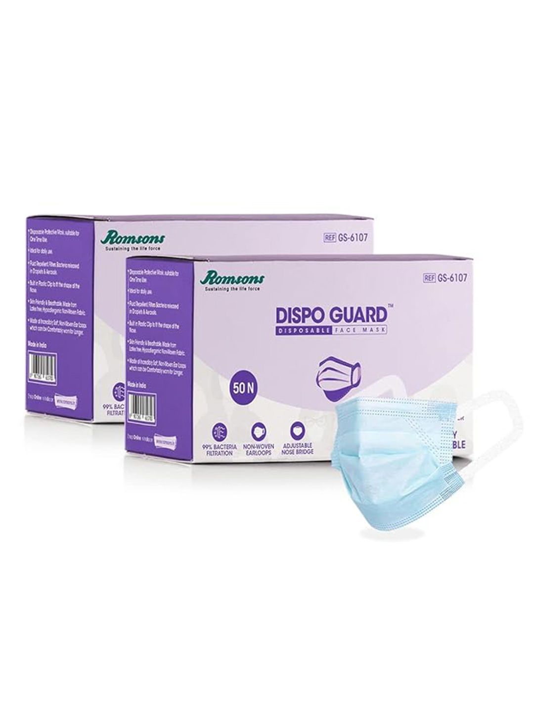 Romsons 100-Pcs 3-Ply Outdoor Anti-Pollution & Disposable Masks