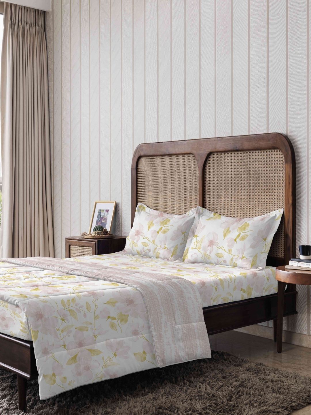 The Happy Pod Pink & White Floral Pure Cotton AC Room 150 GSM Double Bed Comforter-image-42