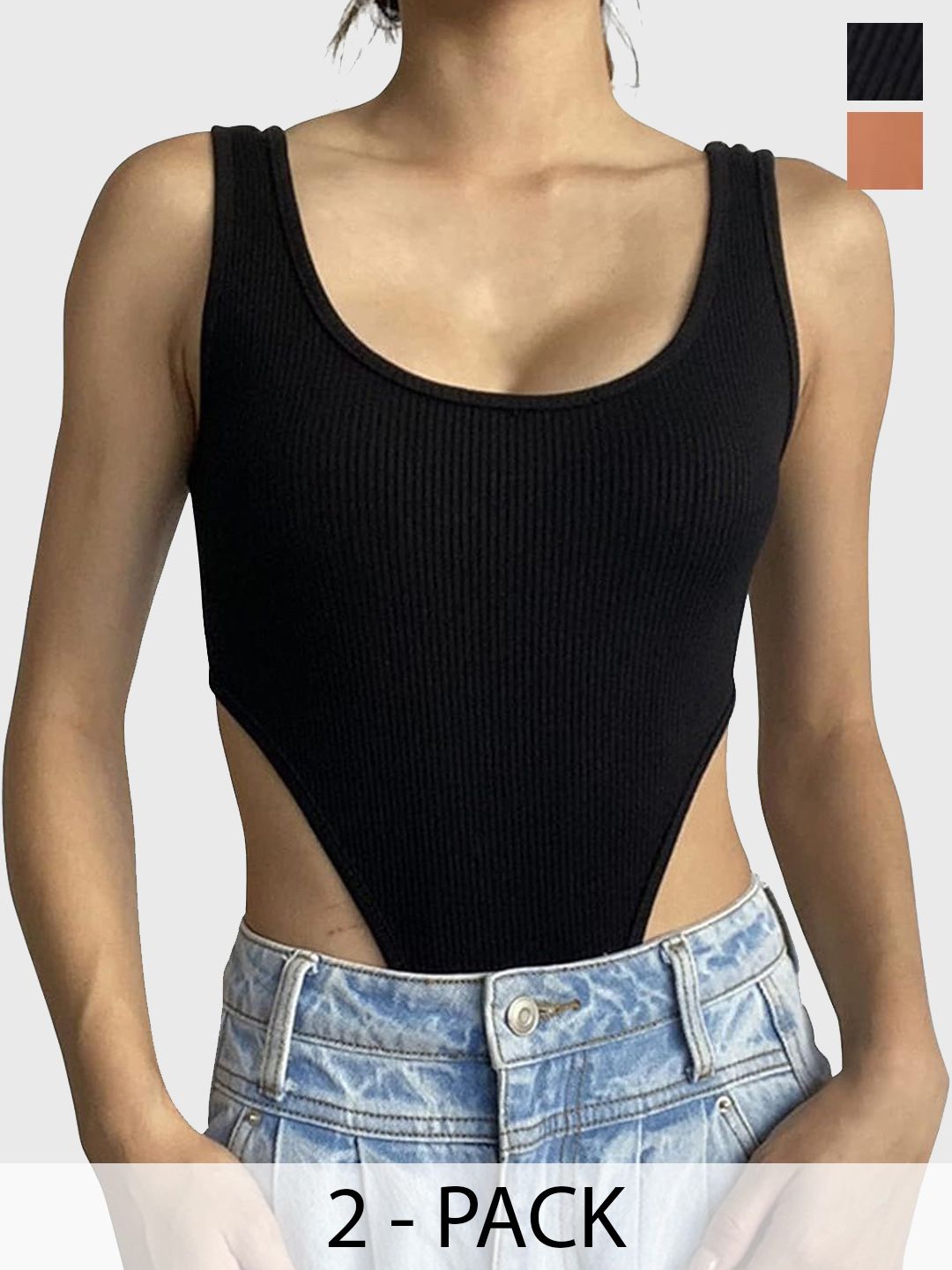 TRENDY ERA Women Pack Of 2 Round Neck Bodysuits-picture-7