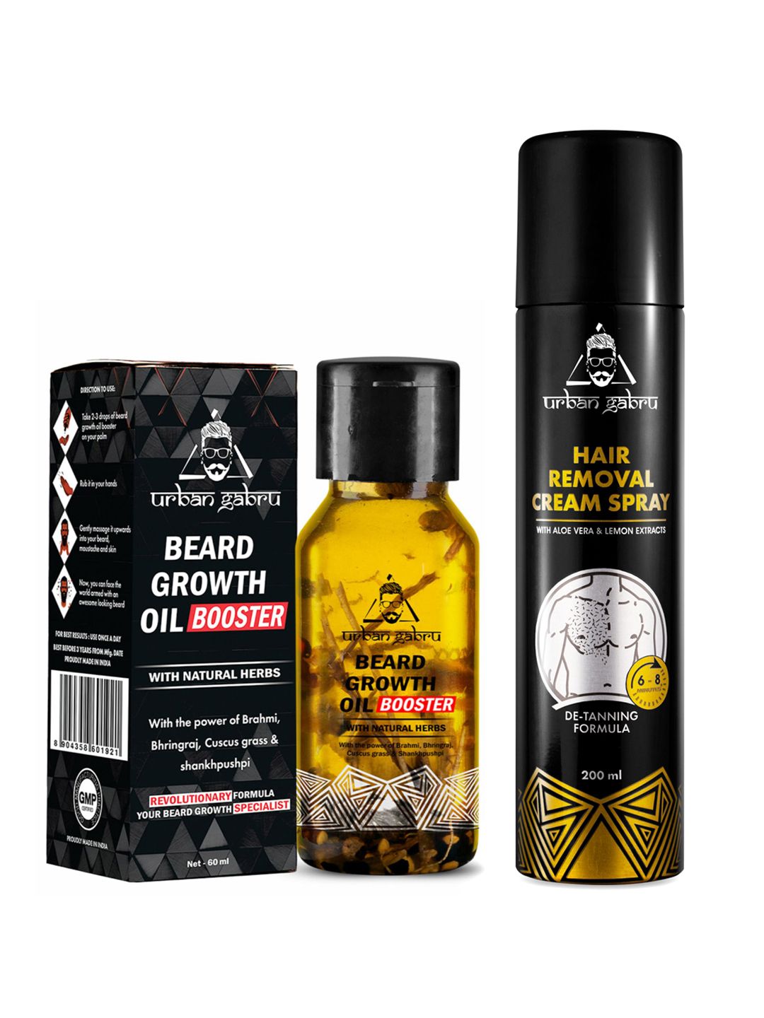 URBANGABRU Set Of Beard Growth Oil & Hair Removal Cream Spray For Men-image-22