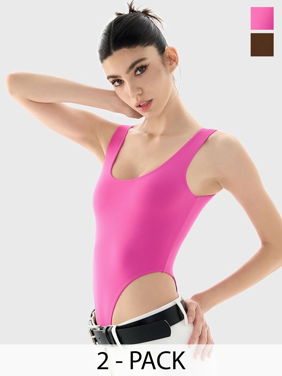TRENDY ERA Women Pack Of 2 Round Neck Bodysuits-image-46