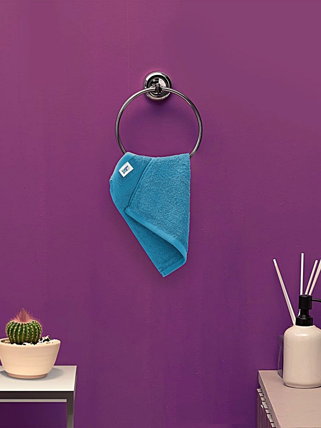 The Happy Pod 4 Piece Turquoise Blue 500 GSM High Absorbent 100% Cotton Face Towels-picture-45
