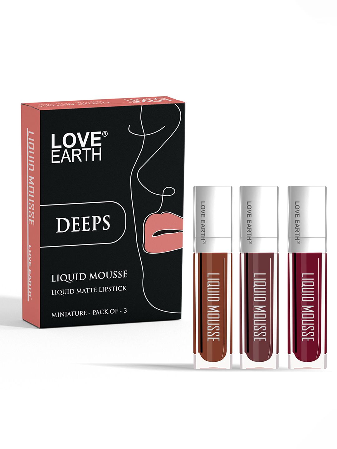 LOVE EARTH Set Of 3 Liquid Lipstick - 2 ml Each-Spanish Coffee- Unicorn Kisses- Raspberry-image-32