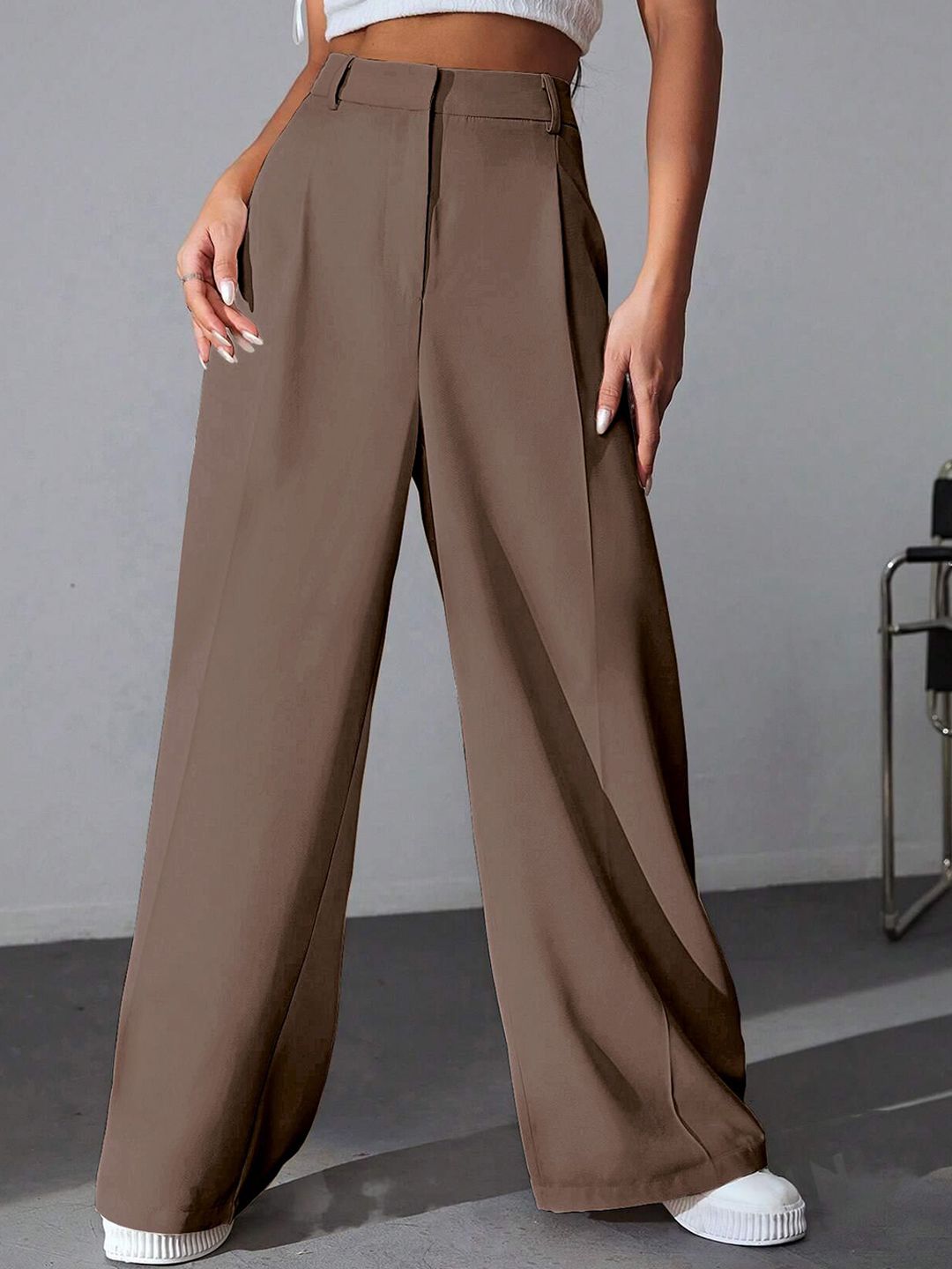 SZN Women High-Rise Wide Leg Straight Fit Trousers-picture-16