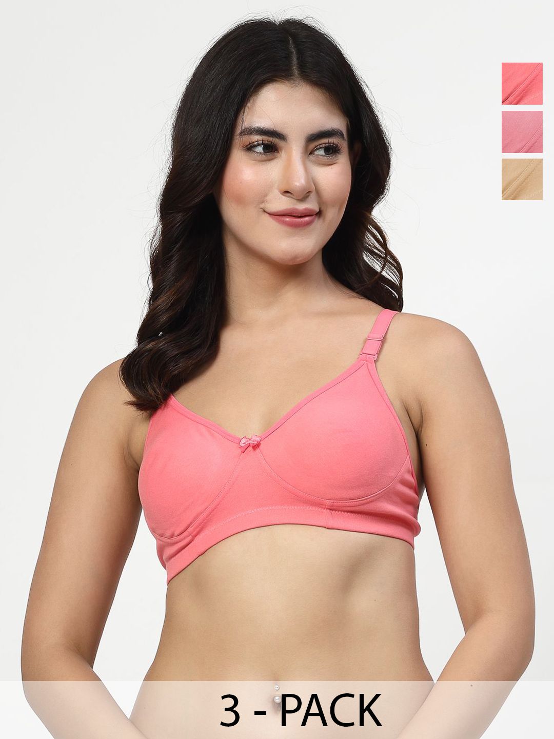 LILY Pack Of 3 Full Coverage Non Padded All Day Comfort Everyday Bra-picture-19