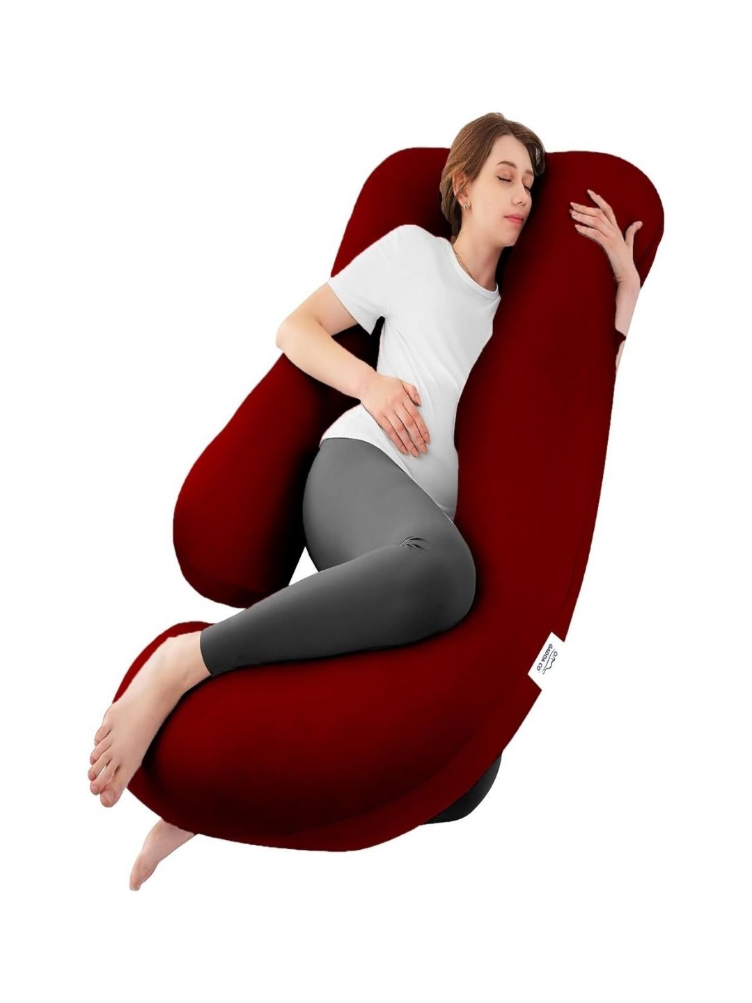GADDA CO Maroon Fibre Filled Faux Velvet Ultra Soft Maternity Pillow-picture-58