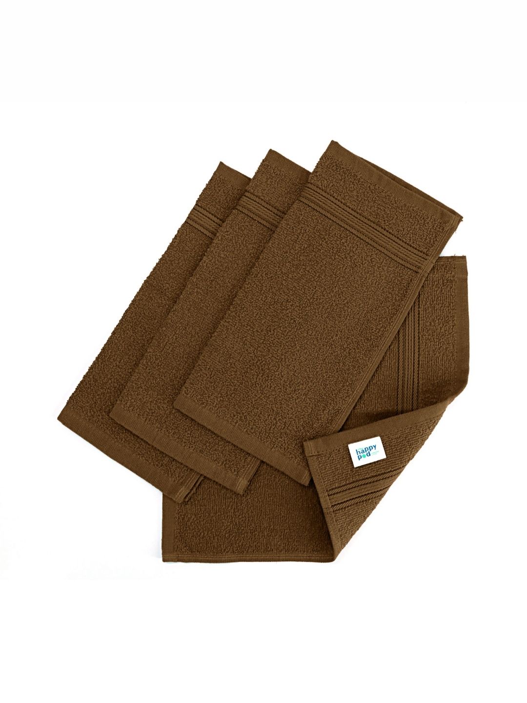 The Happy Pod 4 Piece Brown 380 GSM High Absorbent 100% Cotton Face Towels-image-3