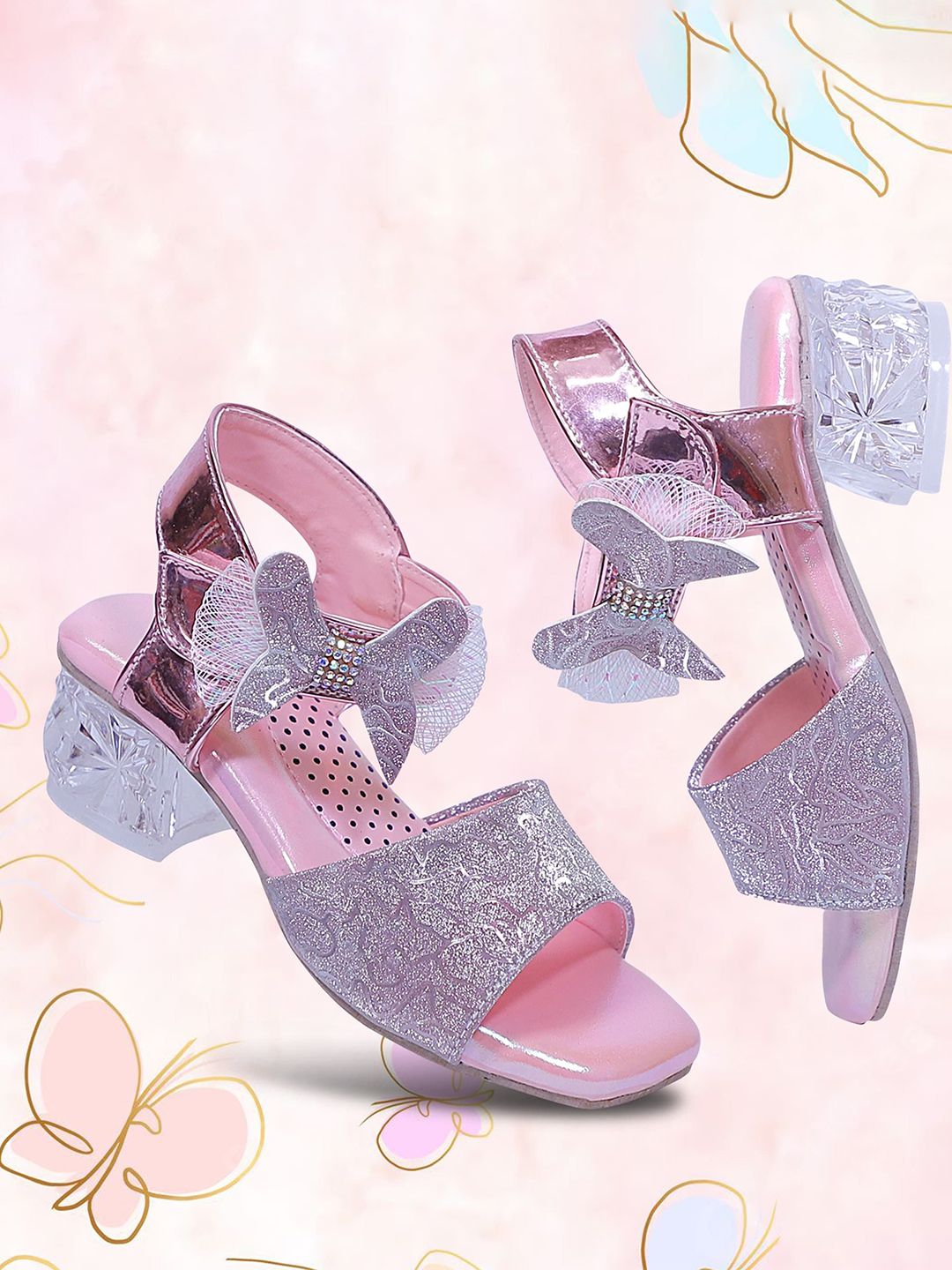 GNX Girl Embellished Open Toe Block Sandals