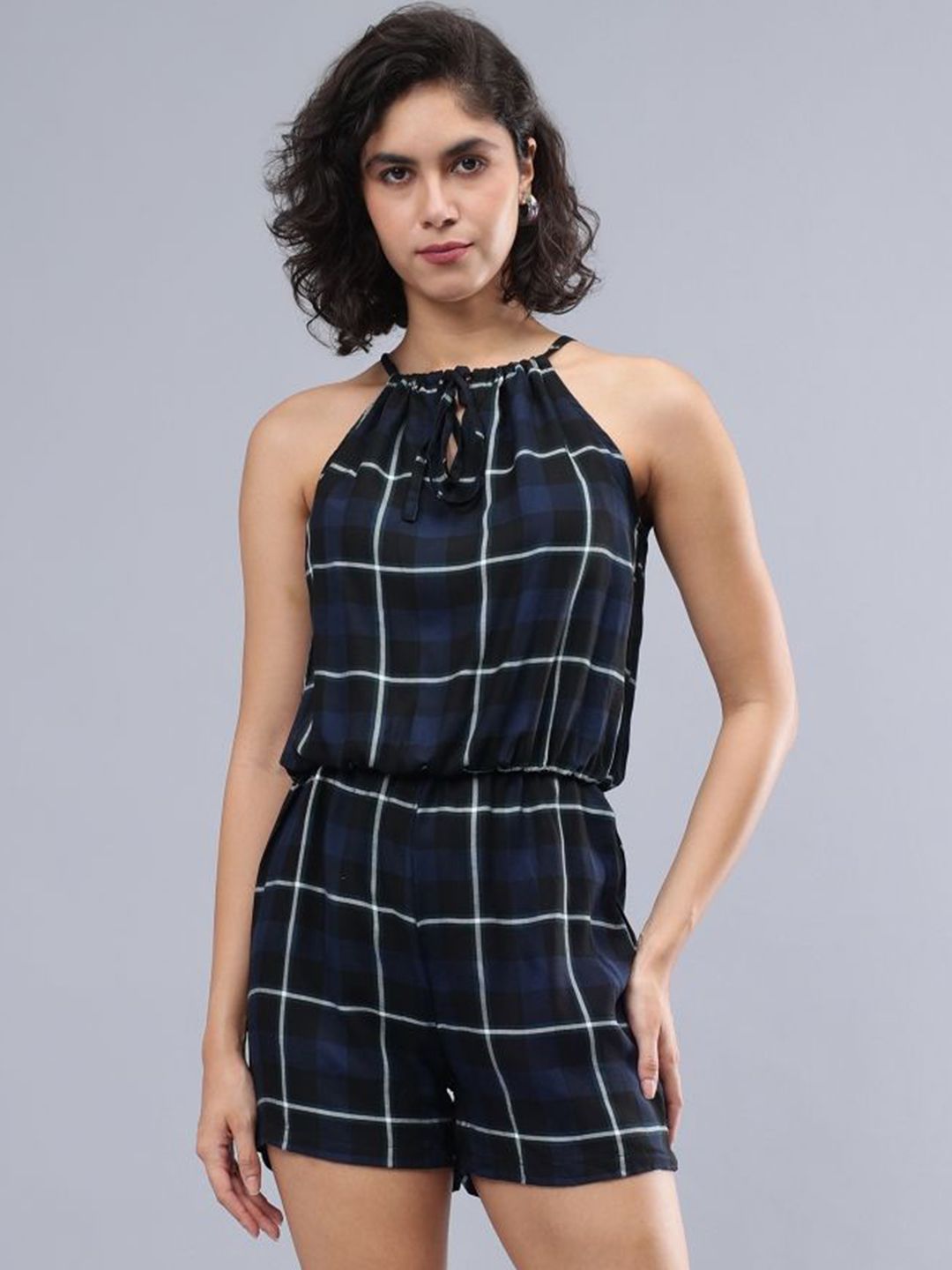 ENTELLUS Halter Neck Checked Jumpsuit-picture-34