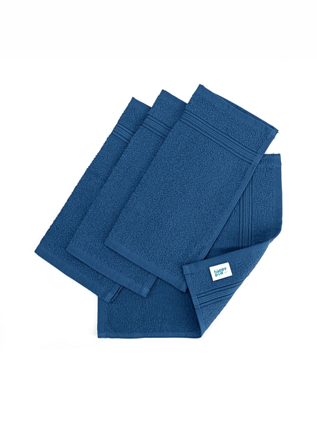 The Happy Pod 4 Piece Blue 380 GSM High Absorbent 100% Cotton Face Towels-image-48