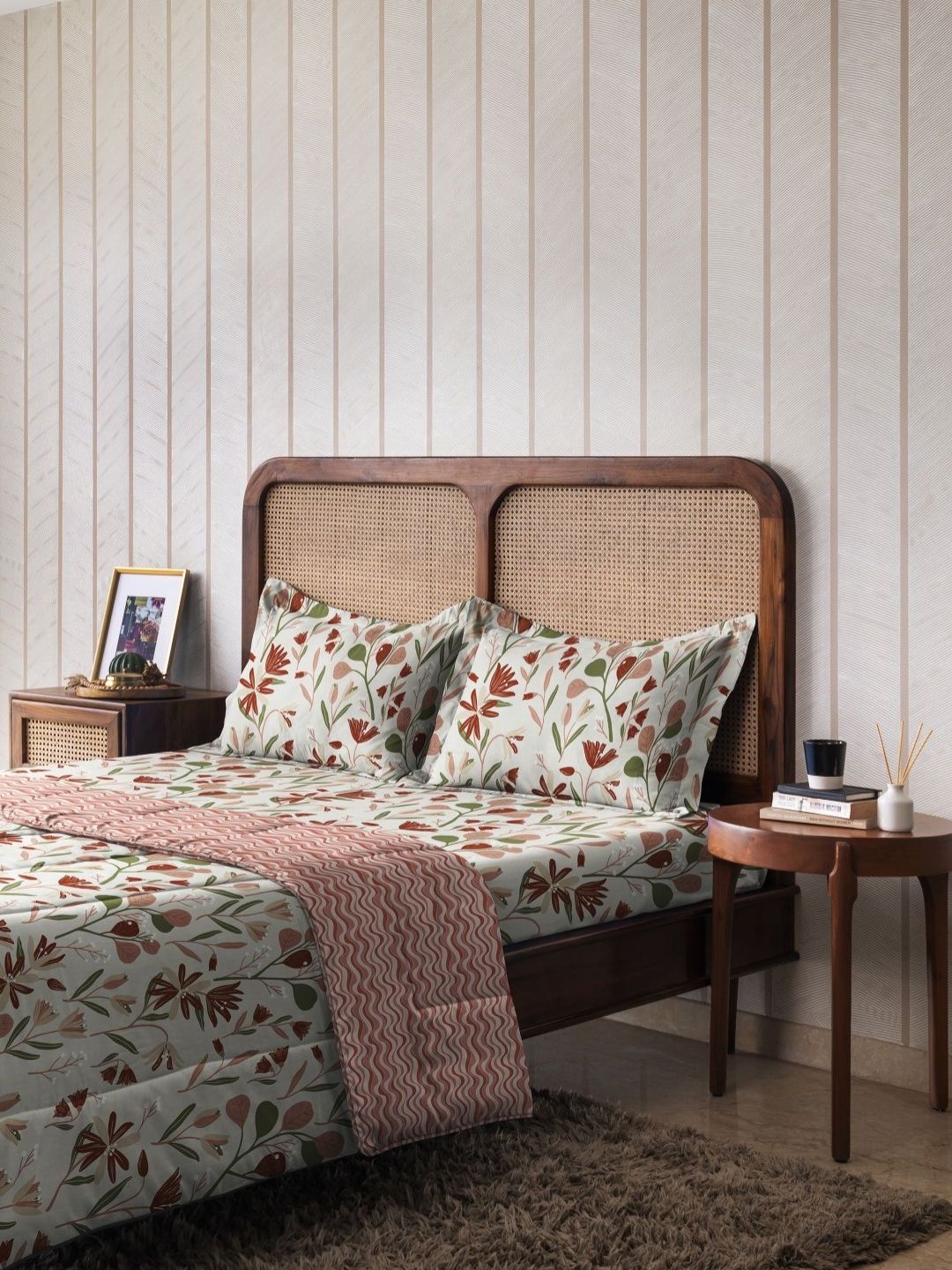 The Happy Pod Coral & Rust Floral Pure Cotton AC Room 150 GSM Double Bed Comforter-picture-15