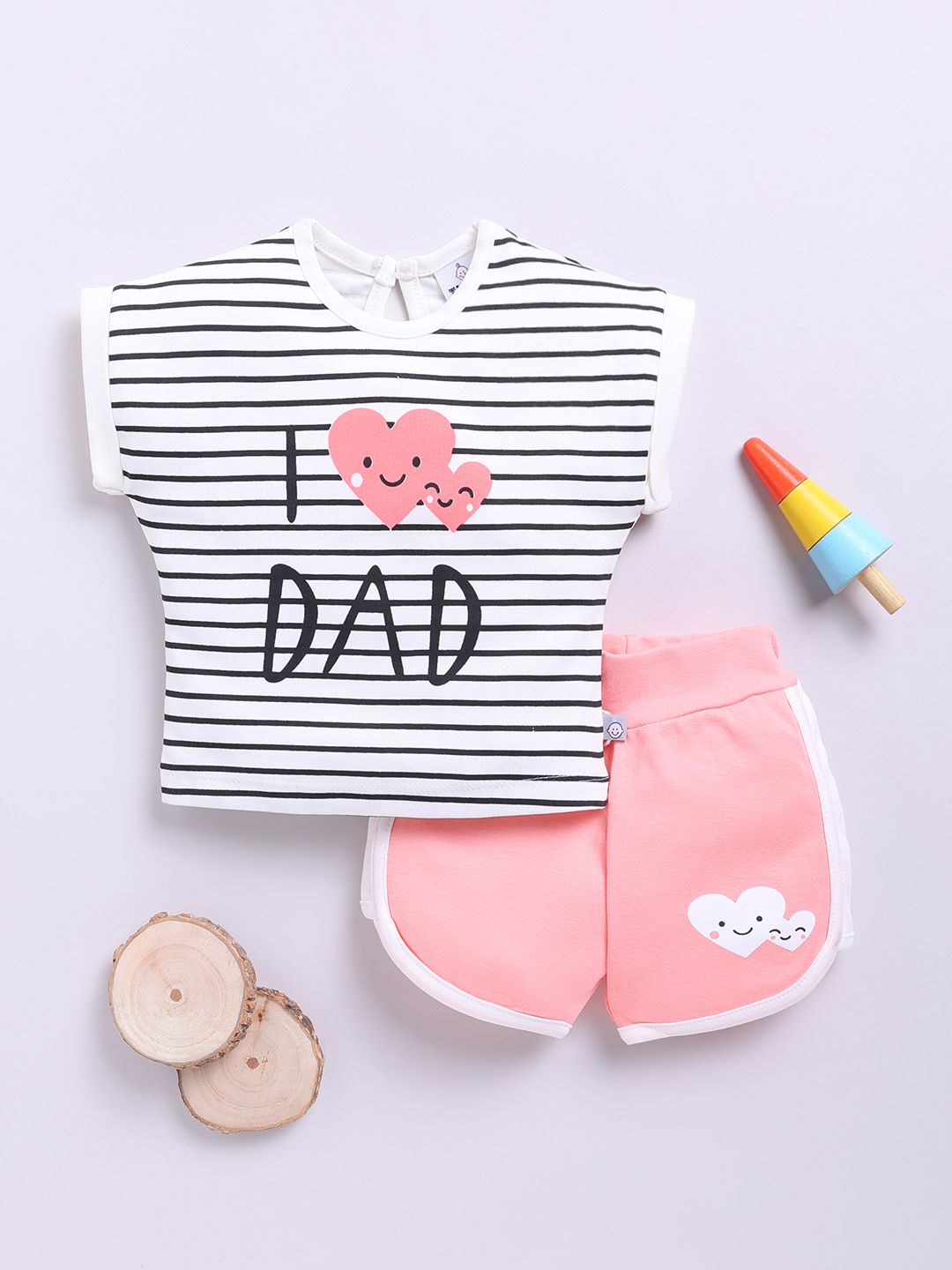 YK X Tinyo Girls Striped Pure Cotton Top with Shorts-picture-11