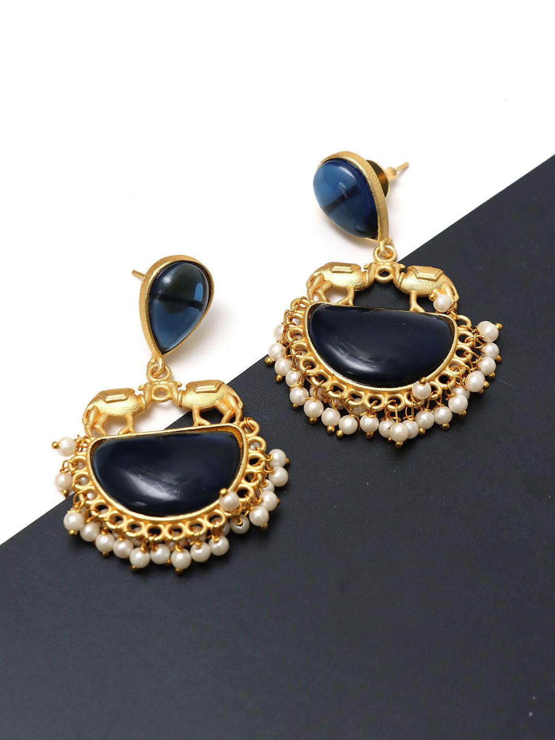 Ozanoo Teardrop Shaped Jhumkas Earrings-picture-17