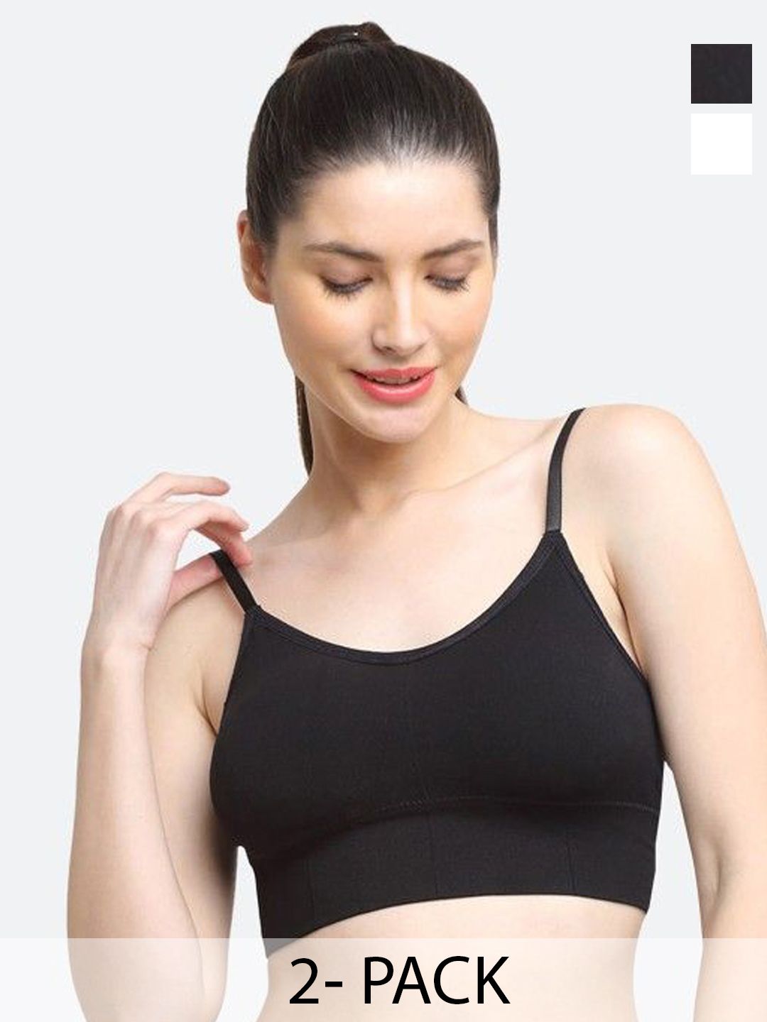 Taslar Pack Of 2 Full Coverage Non-Wired Seamless Rapid-Dry Camisole Bra-picture-16