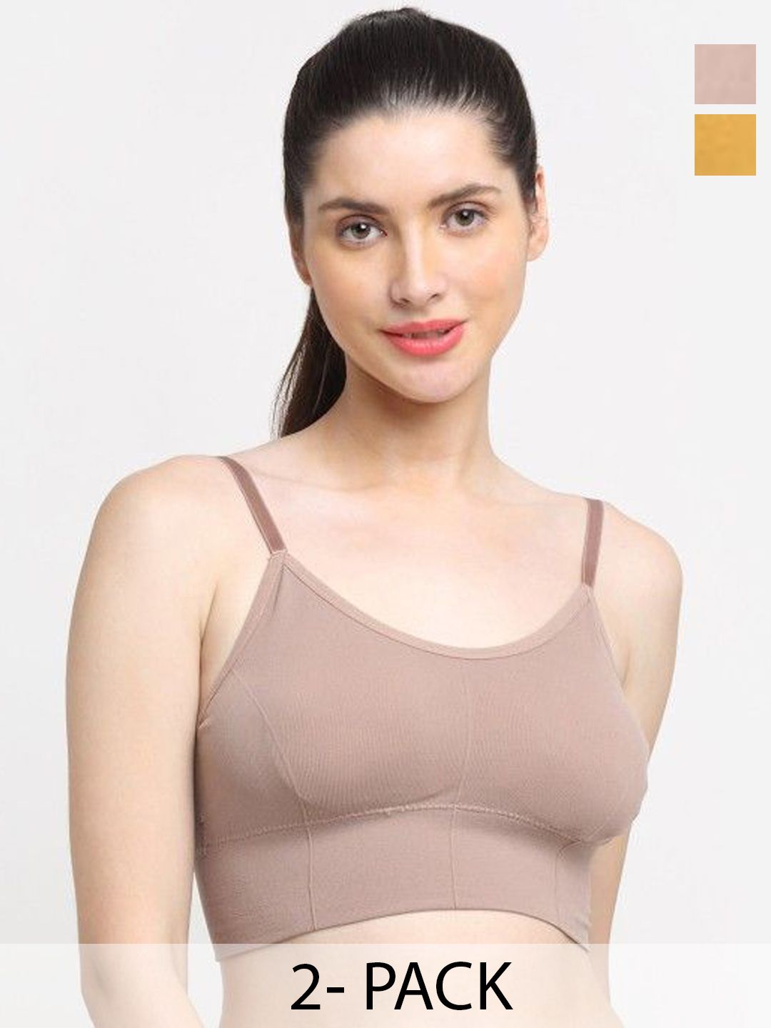 Taslar Pack Of 2 Full Coverage Removable Padded Seamless Rapid-Dry T-shirt Bra-picture-24