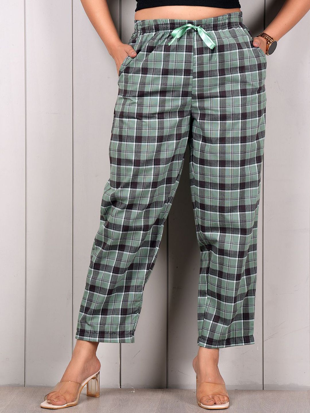 Style Shoes Women Cotton Checked Summer Lounge Pants-picture-16