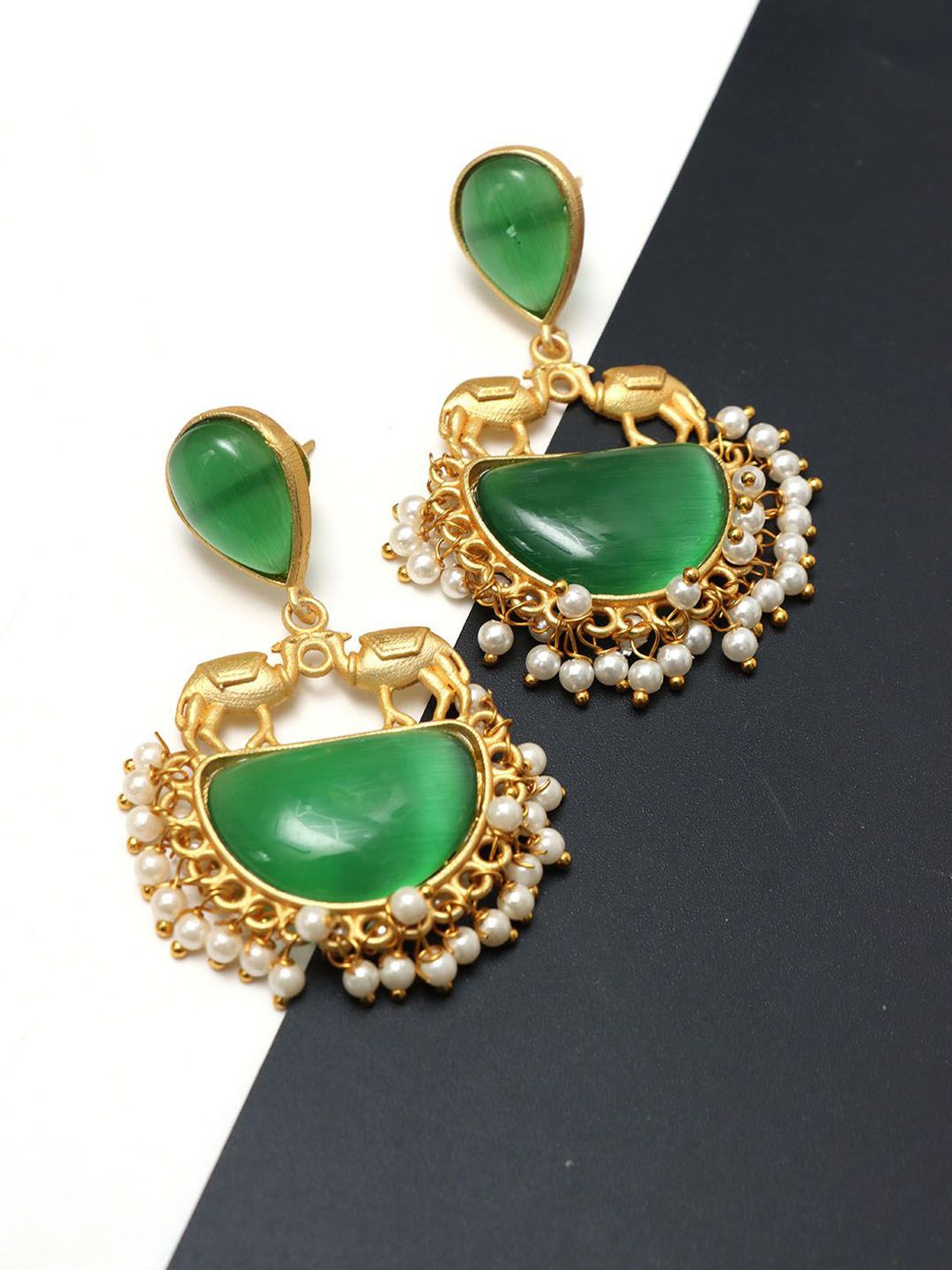 Ozanoo Teardrop Shaped Jhumkas Earrings-picture-26