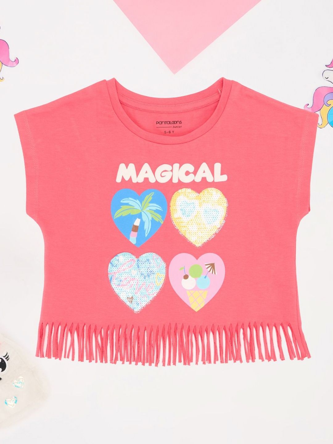 Pantaloons Junior Girls Extended Sleeves Boxy T-shirt-picture-30