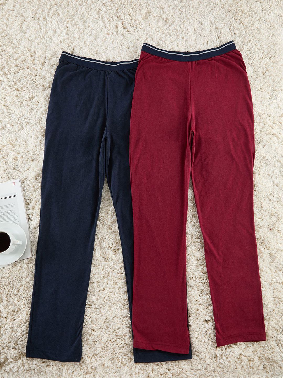 Trendyol Pack Of 2 Mid-Rise Straight-Leg Lounge Pants-picture-41