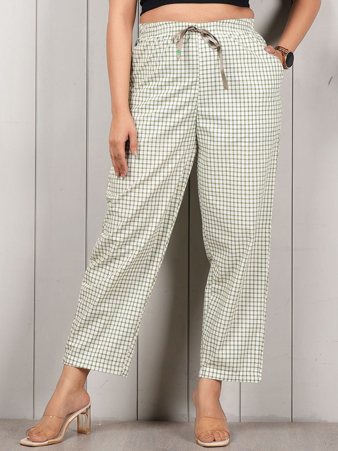 Style Shoes Women Cotton Checked Summer Lounge Pants-picture-15